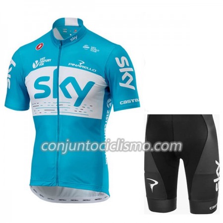 Conjunto Maillot + Culotte Corto 2018 Team Sky N002